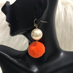 Orange Pom Pom earrings